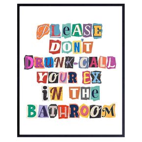Trendy Bathroom Wall Decor - Cute Bathroom Decor for Women - funny Bathroom Pictures - Preppy Bathroom Wall Art - Funky Boho-chic Modern Bathroom Sign - Indie Pop art Aesthetic Bathroom Decor Wall Art