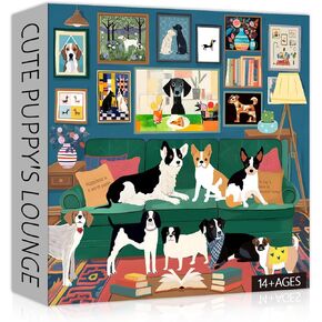 Dog Puzzles for Adults 1000 Pieces, Animal Puppy Puzzle Modern Art Puzzle, Dog Jigsaw Puzzle as Funny Home Decor, Challenging Puzzles for Adults