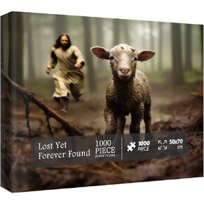 Christian Puzzles for Adults 1000 Pieces,Jesus Religious Jigsaw Puzzles, Lamp Sheep Puzzles for Living Room Wall Painting