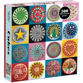Galison Cakes Jigsaw Puzzle, 500-Pieces, 20" x 20" – Food Jigsaw Puzzle Featuring A Charming & Colorful Array of Cakes – Thick, Sturdy Pieces, Challenging Family Activity, Great Gift Idea