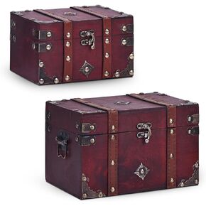 vintage storage box Container,wood treasure box,medieval decor treasure chest Trunks forJewelry Keepsakes, Coin Collection, and Home Decor antique chest (Type A—1 piece)