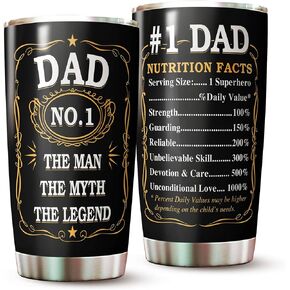 Gifts for Dad on Fathers Day, Christmas, Birthday - Dad Tumbler - Dad Cup - Dad Coffee Mug - Best Dad Tumbler - Gifts for Dad From Daughter, Son - #1 Dad Tumbler