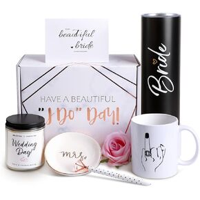 Bride To Be Gifts Box, Bridal Shower, Bachelorette Gifts For Bride, Engagement Gifts For Her, Wedding Gifts For Bride, Bachelor Party Gifts, Stainless Steel Tumbler Cup, Mug, Scented Candle - (Black)