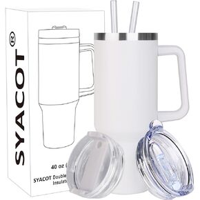 40 oz Tumbler with Handle and Straw, Stainless Steel Insulated Tumbler with Leak Proof Lid and Straw Lid,Reusable Water Bottle Vacuum Travel Coffee Mug Cup,Dishwasher Safe Keep Drinks Cold and Hot