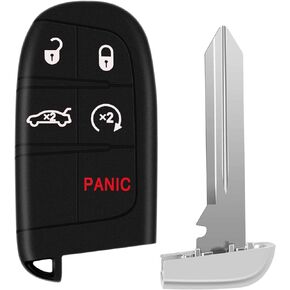 5 Buttons Car Key Fob Keyless Entry Remote Control Remote Start Compatible for 2019-2021 Chrysler 300, Dodge Charger, Challenger, 2015-2017 Chrysler 200 (M3M-40821302 68155687AB) 4A chip,433Mhz,1 Pack