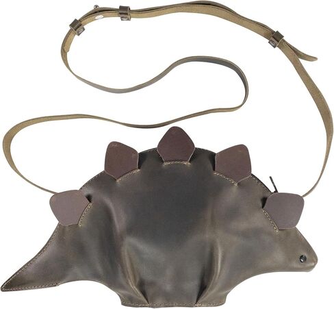 Dinosaur-Shaped (Stegosaurus) Shoulder Bag, Handbag, Crossbody Bag, Messenger Bag with Adjustable Strap, Full Grain Leather, Handmade, Dark Jade in Saudi Arabia