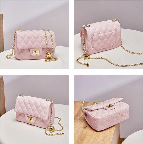 Diamond Chain Shoulder Crossbody Bag, Fashionable Women's Leather Tote Handbag, Adjustable Straps,Buckle Opening Bag in Saudi Arabia