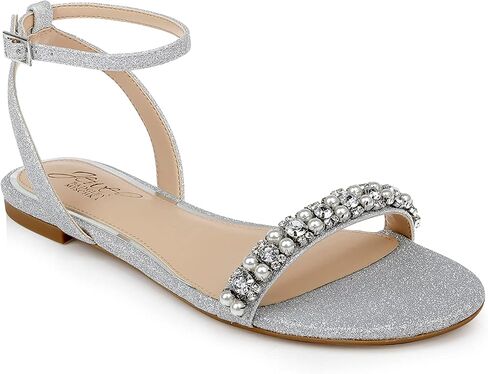 Jewel Badgley Mischka Daria Pearl and Crystal Flat Sandals in Saudi Arabia