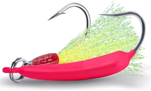 Dr.Fish 5 Pack Pompano Jigs with Teaser Hooks, Surf Fishing Jigs Saltwater Jig Heads Banana Jig Stand Up Jig High Carbon Steel O'Shaughnessy Hooks Beach Casting Halibut Striper Redfish in Saudi Arabia