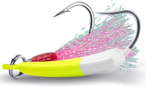 Dr.Fish 5 Pack Pompano Jigs with Teaser Hooks, Surf Fishing Jigs Saltwater Jig Heads Banana Jig Stand Up Jig High Carbon Steel O'Shaughnessy Hooks Beach Casting Halibut Striper Redfish in Saudi Arabia