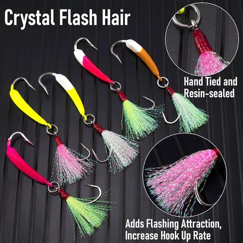 Dr.Fish 5 Pack Pompano Jigs with Teaser Hooks, Surf Fishing Jigs Saltwater Jig Heads Banana Jig Stand Up Jig High Carbon Steel O'Shaughnessy Hooks Beach Casting Halibut Striper Redfish in Saudi Arabia