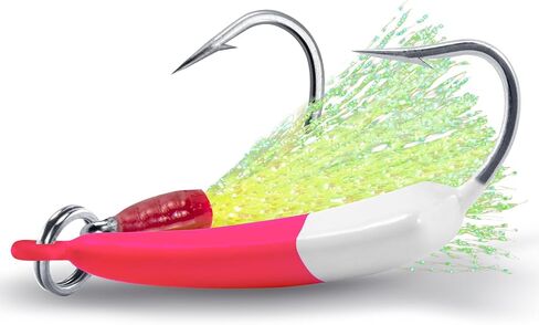 Dr.Fish 5 Pack Pompano Jigs with Teaser Hooks, Surf Fishing Jigs Saltwater Jig Heads Banana Jig Stand Up Jig High Carbon Steel O'Shaughnessy Hooks Beach Casting Halibut Striper Redfish in Saudi Arabia
