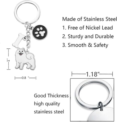 FUSTMW Samoyed Gifts Keychain Dog Lover Gifts Samoyed Dog Owners Gifts Pet Rescue Gifts Memorial Gifts for Samoyed Mom Dad in Saudi Arabia