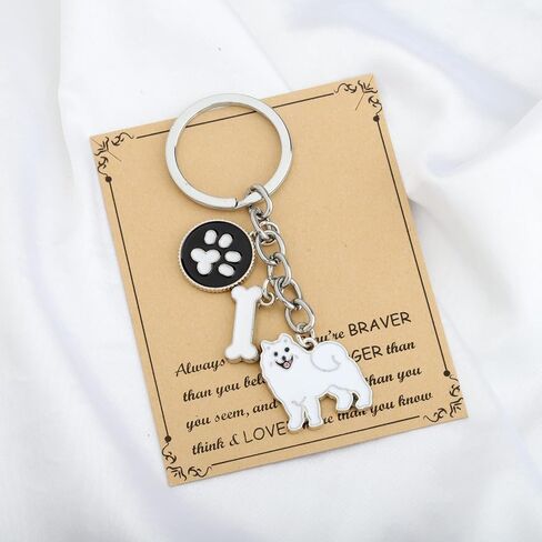 FUSTMW Samoyed Gifts Keychain Dog Lover Gifts Samoyed Dog Owners Gifts Pet Rescue Gifts Memorial Gifts for Samoyed Mom Dad in Saudi Arabia