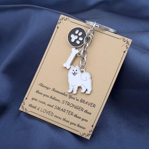 FUSTMW Samoyed Gifts Keychain Dog Lover Gifts Samoyed Dog Owners Gifts Pet Rescue Gifts Memorial Gifts for Samoyed Mom Dad in Saudi Arabia