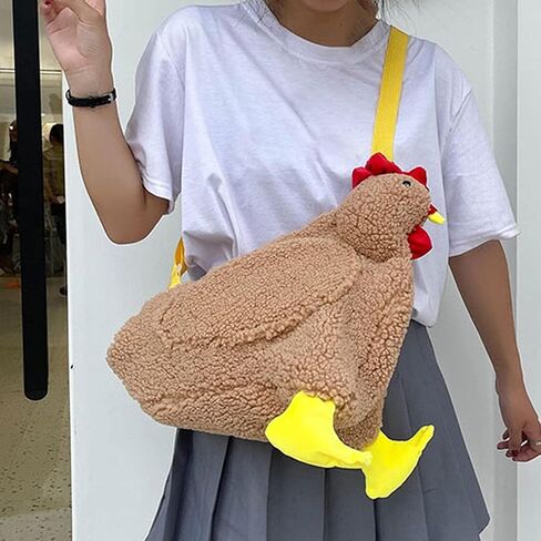 Chicken Purse Cute Chicken Bag Fluffy Hen Shoulder Plush Handbag Crossbody Purse,Funny Animal Cartoon Crossbody Bag in Saudi Arabia