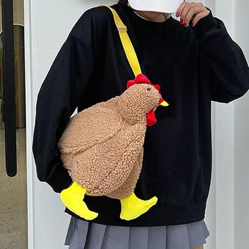 Chicken Purse Cute Chicken Bag Fluffy Hen Shoulder Plush Handbag Crossbody Purse,Funny Animal Cartoon Crossbody Bag in Saudi Arabia