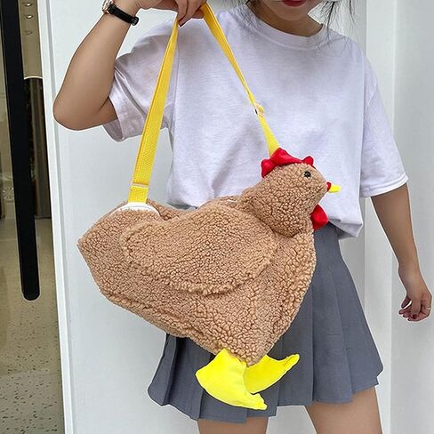 Chicken Purse Cute Chicken Bag Fluffy Hen Shoulder Plush Handbag Crossbody Purse,Funny Animal Cartoon Crossbody Bag in Saudi Arabia