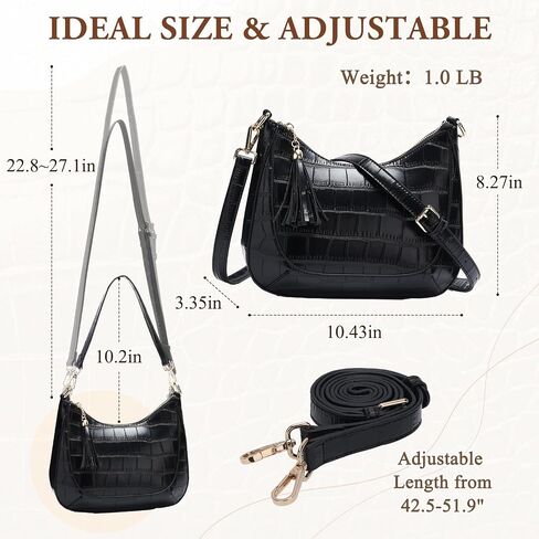 Chase Chic Crossbody Purse for Women, Small Vegan Leather Shoulder Bag Ladies Cross Body Crescent Handbags in Saudi Arabia