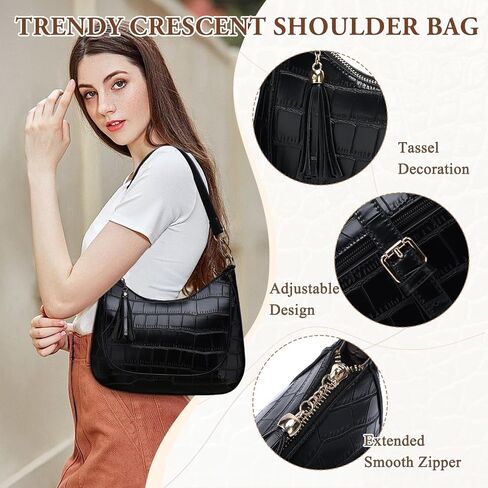 Chase Chic Crossbody Purse for Women, Small Vegan Leather Shoulder Bag Ladies Cross Body Crescent Handbags in Saudi Arabia