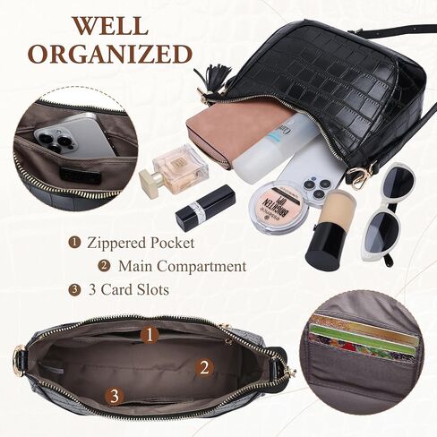 Chase Chic Crossbody Purse for Women, Small Vegan Leather Shoulder Bag Ladies Cross Body Crescent Handbags in Saudi Arabia