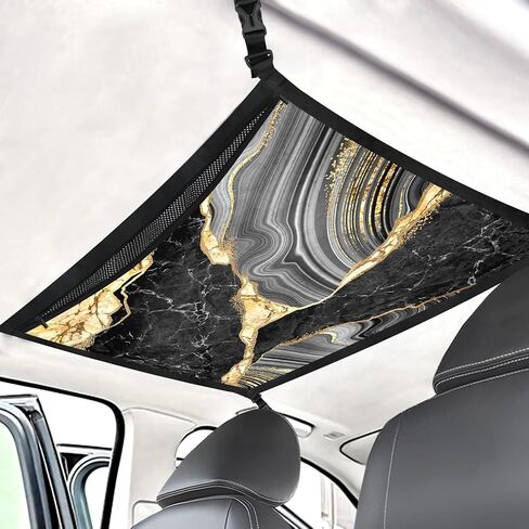 American Flag Printed Pattern Car Ceiling Cargo Net Pocket 31.5"X23.6" Adjustable Double-Layer Mesh Car Roof Organizer Ceiling Storage Net Car Camping Cargo Net for Car,SUV,Van in Saudi Arabia