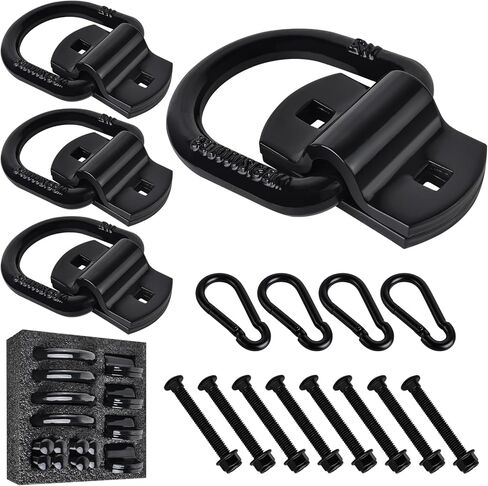 MuHize Bolt-On Forged D Ring - مرساة ربط مقطورة شديدة التحمل مقاس 1/2 بوصة، قوة كسر 12000 رطل للتخييم والشاحنات وربط البضائع (مجموعة من 4) in Kuwait