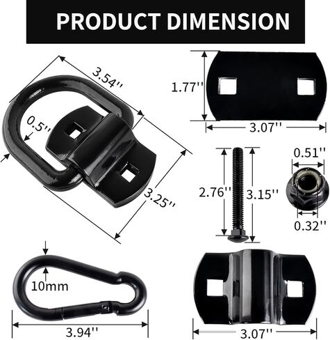 MuHize Bolt-On Forged D Ring - مرساة ربط مقطورة شديدة التحمل مقاس 1/2 بوصة، قوة كسر 12000 رطل للتخييم والشاحنات وربط البضائع (مجموعة من 4) in Kuwait
