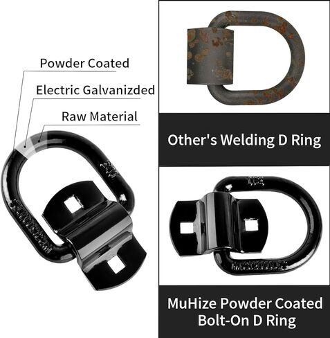 MuHize Bolt-On Forged D Ring - مرساة ربط مقطورة شديدة التحمل مقاس 1/2 بوصة، قوة كسر 12000 رطل للتخييم والشاحنات وربط البضائع (مجموعة من 4) in Kuwait