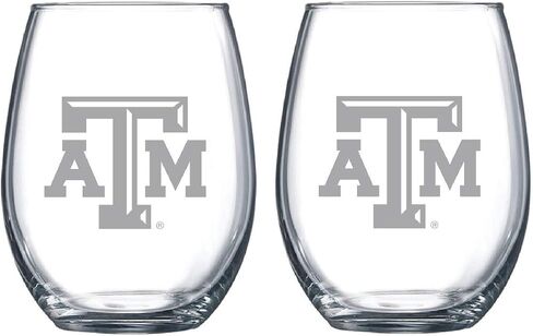 Satin Frost Logo Wine or Beverage Glass Set of 2 (Texas A&M) in Saudi Arabia