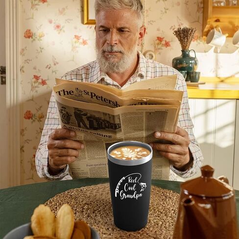Gingprous Fishing Gifts for Grandpa, Reel Cool Grandpa Tumbler for Grandpa Grandfather Grandpa to Be from Grandchildren on Father's Day Christmas, 20 Oz Insulated Stainless Steel Travel Tumbler, Black in Saudi Arabia