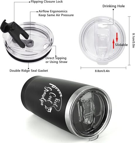 Gingprous Fishing Gifts for Grandpa, Reel Cool Grandpa Tumbler for Grandpa Grandfather Grandpa to Be from Grandchildren on Father's Day Christmas, 20 Oz Insulated Stainless Steel Travel Tumbler, Black in Saudi Arabia
