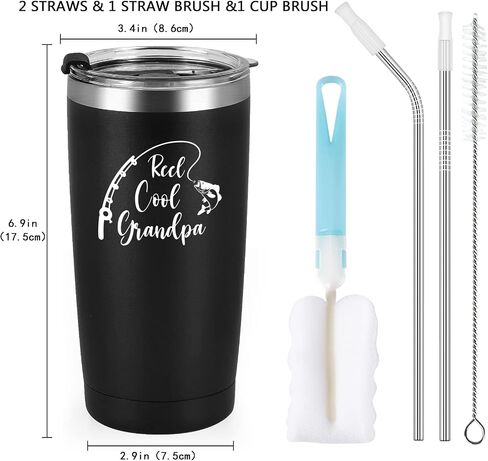 Gingprous Fishing Gifts for Grandpa, Reel Cool Grandpa Tumbler for Grandpa Grandfather Grandpa to Be from Grandchildren on Father's Day Christmas, 20 Oz Insulated Stainless Steel Travel Tumbler, Black in Saudi Arabia