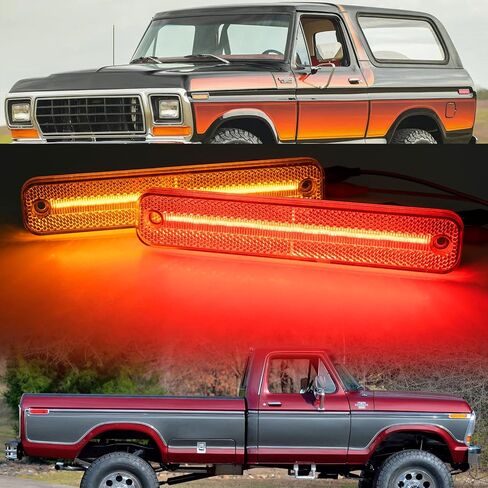 NSLUMO Led Side Marker Lights Replacement for 1973-1979 F'ord F100 F150 F250 F350, 1975-1991 E100 E150 E250 E350 Amber Front Red Rear Bumper Side Markers OEM Sidemarker Lamps Kit Clear Lens in Saudi Arabia