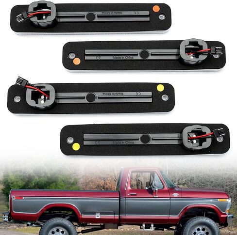 NSLUMO Led Side Marker Lights Replacement for 1973-1979 F'ord F100 F150 F250 F350, 1975-1991 E100 E150 E250 E350 Amber Front Red Rear Bumper Side Markers OEM Sidemarker Lamps Kit Clear Lens in Saudi Arabia