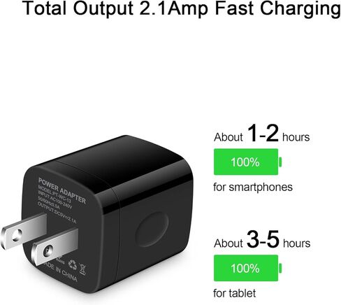 شاحن حائط USB، FiveBox 4 حزمة بمنفذ مزدوج 2.1 أمبير شاحن جداري سريع من الطوب قاعدة محول شحن كتلة شاحن مكعب قابس صندوق شاحن لهاتف iPhone 15 14 13 12 11 Pro X 6 6S 7 8 Plus، Pad، Samsung، Android in Kuwait