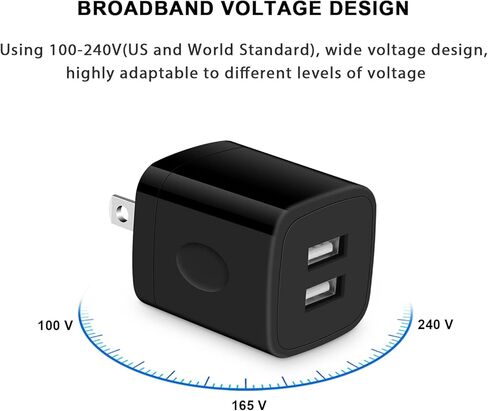 شاحن حائط USB، FiveBox 4 حزمة بمنفذ مزدوج 2.1 أمبير شاحن جداري سريع من الطوب قاعدة محول شحن كتلة شاحن مكعب قابس صندوق شاحن لهاتف iPhone 15 14 13 12 11 Pro X 6 6S 7 8 Plus، Pad، Samsung، Android in Kuwait