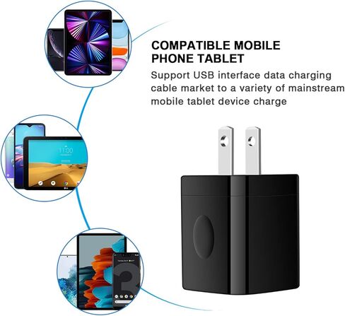 شاحن حائط USB، FiveBox 4 حزمة بمنفذ مزدوج 2.1 أمبير شاحن جداري سريع من الطوب قاعدة محول شحن كتلة شاحن مكعب قابس صندوق شاحن لهاتف iPhone 15 14 13 12 11 Pro X 6 6S 7 8 Plus، Pad، Samsung، Android in Kuwait