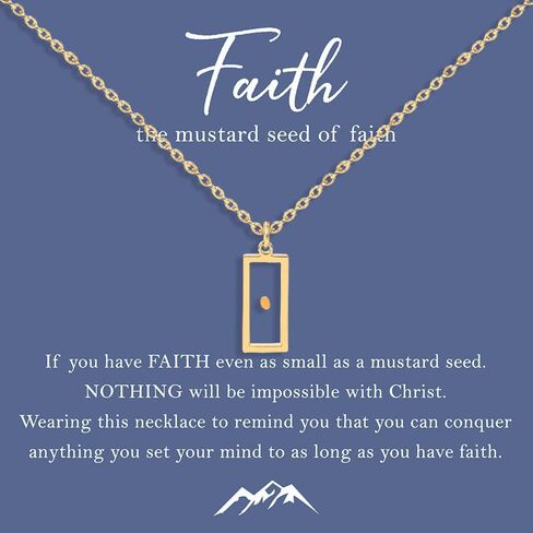 Mustard Seed of Faith Necklace Christian Gifts for Women, 14k Gold Plated Stainless Steel Mustard Seed Necklace Christian Faith Jewelry Easter Gifts for Daughter Niece Teen Girls Blessed Baptism Gift in Kuwait