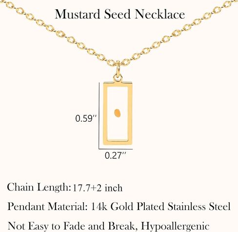 Mustard Seed of Faith Necklace Christian Gifts for Women, 14k Gold Plated Stainless Steel Mustard Seed Necklace Christian Faith Jewelry Easter Gifts for Daughter Niece Teen Girls Blessed Baptism Gift in Kuwait