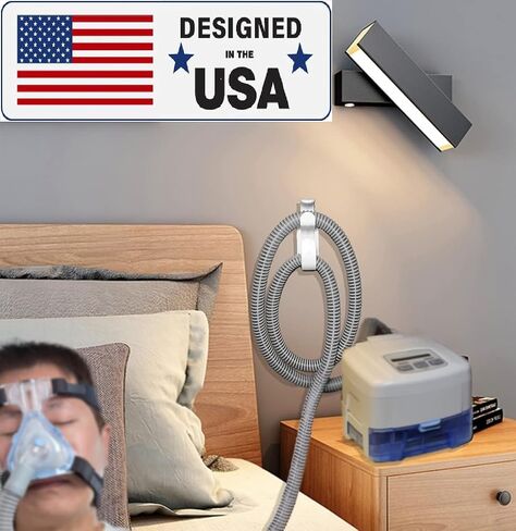 USA Designed Hose Hanger for CPAP with Anti-Tangle Feature, Durabe with Double Sided Adhesive, Hook for CPAP Mask & Tubing Holder, Hose Organizer Allows for Better, Safer, Sleep… (Large, 1, Count) in Saudi Arabia