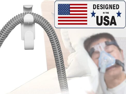 USA Designed Hose Hanger for CPAP with Anti-Tangle Feature, Durabe with Double Sided Adhesive, Hook for CPAP Mask & Tubing Holder, Hose Organizer Allows for Better, Safer, Sleep… (Large, 1, Count) in Saudi Arabia