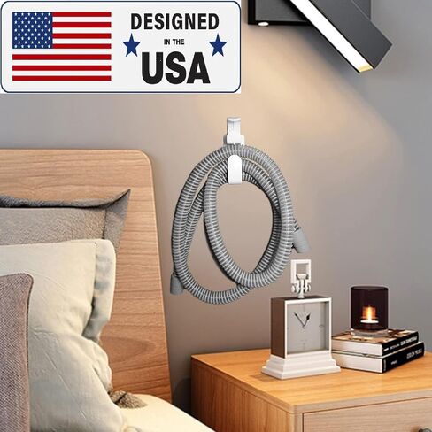 USA Designed Hose Hanger for CPAP with Anti-Tangle Feature, Durabe with Double Sided Adhesive, Hook for CPAP Mask & Tubing Holder, Hose Organizer Allows for Better, Safer, Sleep… (Large, 1, Count) in Saudi Arabia