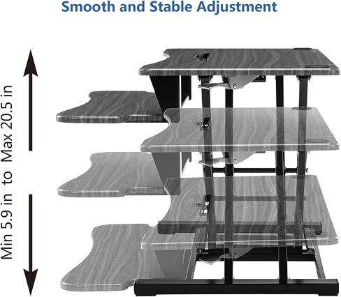 32 Inch Adjustable Height Standing Desk Converter 36 Inch Wide Laptop Riser or Dual Monitor Workstation, Black in Saudi Arabia