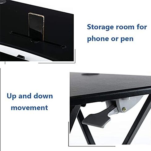 32 Inch Adjustable Height Standing Desk Converter 36 Inch Wide Laptop Riser or Dual Monitor Workstation, Black in Saudi Arabia