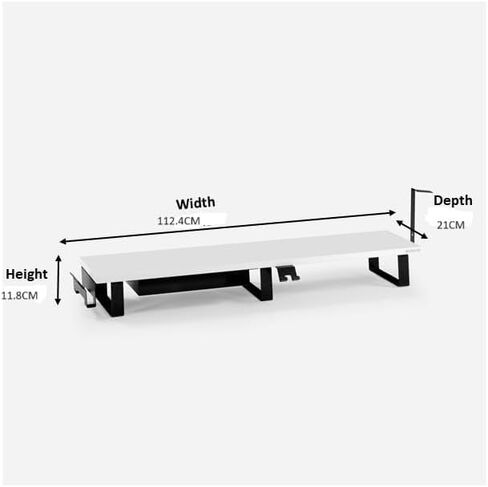 Dual Monitor Riser Stand With Phone,Head Phone Holder,Laptop Dock And Book Shelf (44 (Width) X 8 (Depth) X 5 (Height) Inches ) Large Glossy White in Saudi Arabia