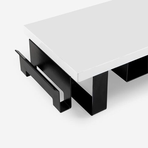 Dual Monitor Riser Stand With Phone,Head Phone Holder,Laptop Dock And Book Shelf (44 (Width) X 8 (Depth) X 5 (Height) Inches ) Large Glossy White in Saudi Arabia