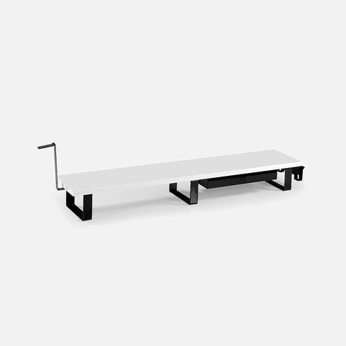 Dual Monitor Riser Stand With Phone,Head Phone Holder,Laptop Dock And Book Shelf (44 (Width) X 8 (Depth) X 5 (Height) Inches ) Large Glossy White in Saudi Arabia