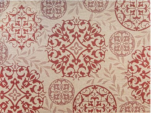 Gertmenian Indoor Outdoor Classic Flatweave Area Rug, Stain & UV Resistant Carpet, Deck, Patio, Poolside & Mudroom, 5x7 Ft Standard, Abstract Medallion, Red, 22934 in Saudi Arabia