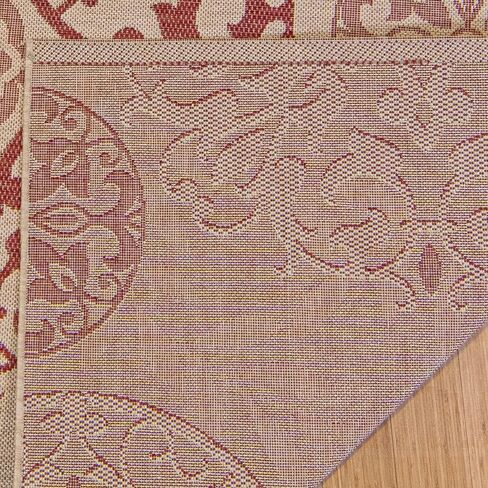 Gertmenian Indoor Outdoor Classic Flatweave Area Rug, Stain & UV Resistant Carpet, Deck, Patio, Poolside & Mudroom, 5x7 Ft Standard, Abstract Medallion, Red, 22934 in Saudi Arabia